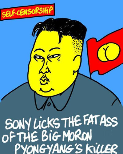 ▲ 김정은의 소니 해킹 사건 이후 샤를리 엡도가 그렸던 만평. ⓒ샤를리 엡도 관련 화면 캡쳐