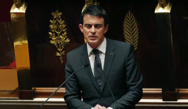 ▲ 13일(현지시간) 의회에 출석해 '테러와의 전쟁'을 선포하는 마뉘엘 발스 프랑스 총리. 그는 "테러와의 전쟁을 선포한다. 하지만 이슬람과의 전쟁은 아니다"라고 말했다. ⓒ프랑스24닷컴 보도화면 캡쳐