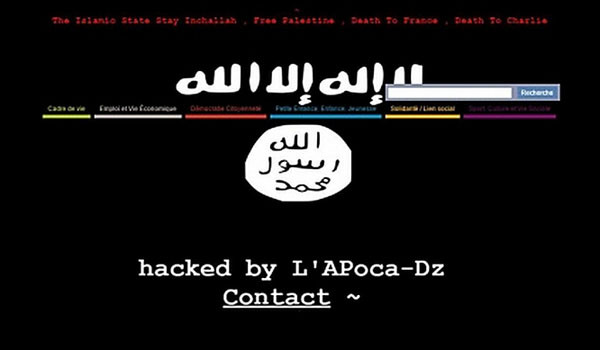 무슬림 해커 그룹에 해킹당한 한 프랑스 사이트. ⓒ우크라이나 보안매체(news.pn) 보도화면 캡쳐