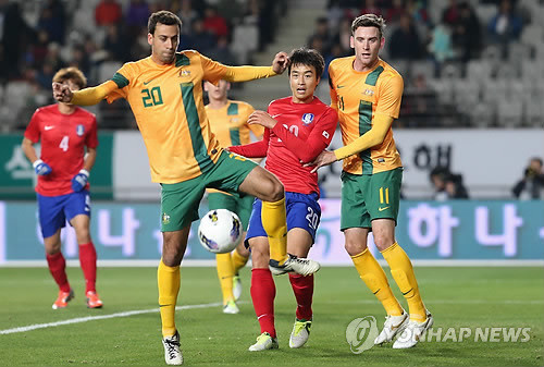 ▲ 호주 대표팀과 평가전을 가졌던 우리 대표팀.ⓒ연합뉴스