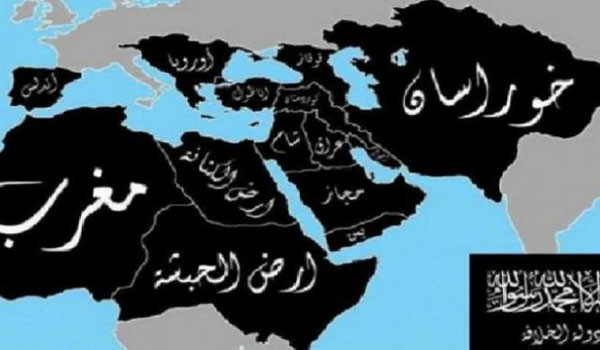 ▲ 테러조직 ISIS가 이라크와 시리아를 침공할 당시 온라인에 뿌린 지도. 당시 ISIS는 "향후 목표"라고 설명했다. ⓒISIS 배포 사진 캡쳐