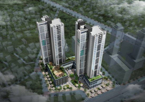 ▲ 삼성물산이 서울 광진구에서 '래미안 프리미어팰리스' 단지 조감도.ⓒ삼성물산