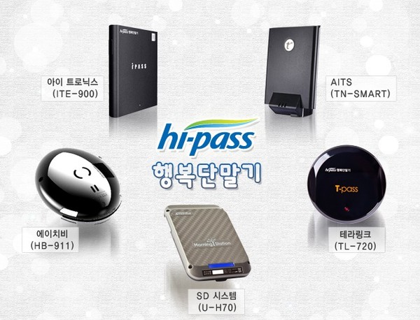 ▲ 5개사에서 출시 중인 2만 원대 ‘하이패스 행복단말기'ⓒ한국도로공사 제공