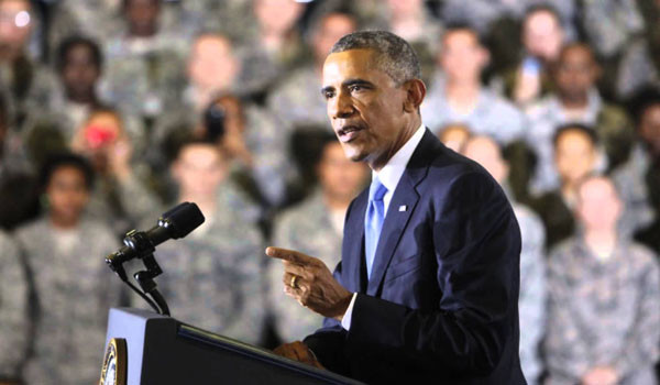 ▲ 맥딜 美공군기지에서 장병들에게 "ISIS에 대응하기 위해 지상군을 파병하는 일은 절대 없을 것"이라고 연설하는 버락 오바마 대통령. ⓒ유튜브 화면 캡쳐