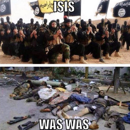 세계 네티즌들은 美지상군이 ISIS 격멸에 투입되면 순식간에 이길 것이라고 믿고 있다. 사진은 ISIS가 생각하는 이상과 현실이라는 패러디. ⓒ해외 패러디 커뮤니티 캡쳐