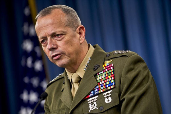 ▲ ISIS 격퇴를 위한 국제동맹군 규합을 맡은 존 앨런 美대통령 특사. 2012년 美해병대 대장일 때의 모습이다. ⓒ타임 오브 이스라엘 보도화면 캡쳐