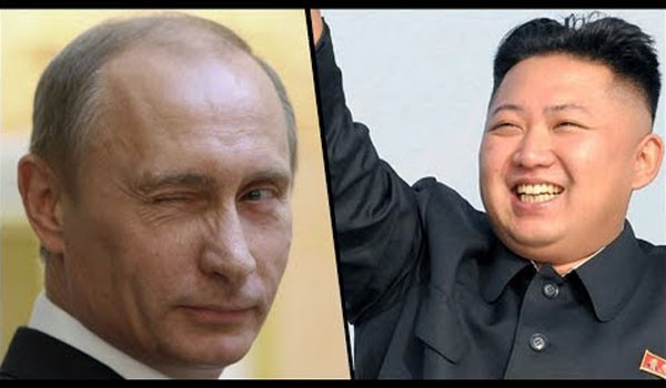 ▲ 윙크하는 푸틴 러시아 대통령과 해맑게 웃으며 손을 흔드는 김정은. 김정은이 러시아에 보이는 '애정'은 '짝사랑'처럼 보인다. ⓒ獨 WN.COM 공개영상 캡쳐