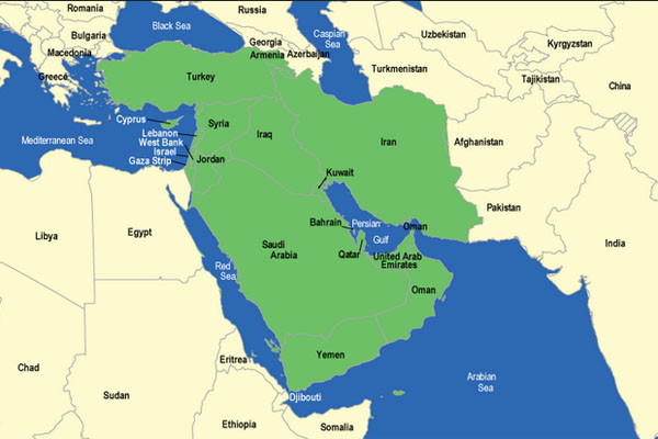 ▲ 아라비아 반도를 중심으로 한 중동 지도. 지도 속 나라 대부분에 ISIS 지지세력들이 있다. ⓒ한국컴퓨터선교회 홈페이지 캡쳐