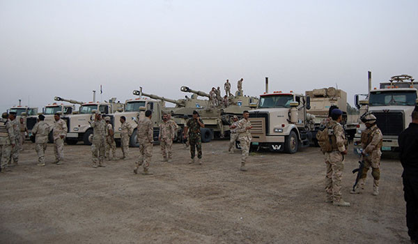 ▲ 2일 새벽(현지시간), ISIS가 점령한 티크리트 탈환작전을 준비하는 이라크 보안군. ⓒ러시아투데이 보도화면 캡쳐