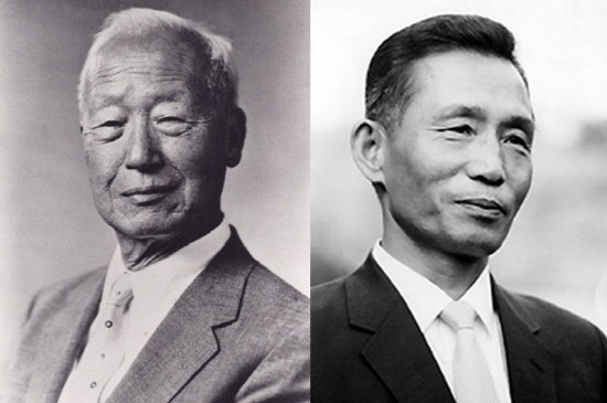 ▲ 이승만 대통령과 박정희 대통령. 그들은 ‘대한민국’이라는 건물 짓기에 수고한 목수들이었다.