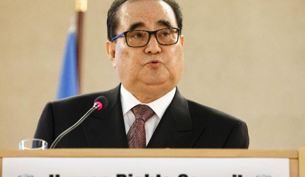 ▲ 유엔 인권이사회에 참석하기 위해 스위스 제네바를 찾은 리수용 北외무상이 지난 3일(현지시간) 유엔 군축회의에 참석해 "우리에게는 미국을 선제 핵타격할 능력이 있다"고 주장했다. ⓒ美폭스뉴스 보도화면 캡쳐