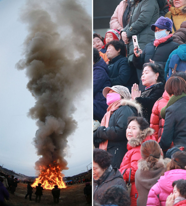 ▲ 600여명의 함양군민들이 무사안일을 기원하며 달집 태우기를 하고있다