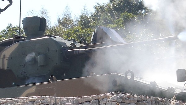 ▲ 대공전차 비호에 장착된 30mm 기관포(참고사진).ⓒ뉴데일리 순정우 기자