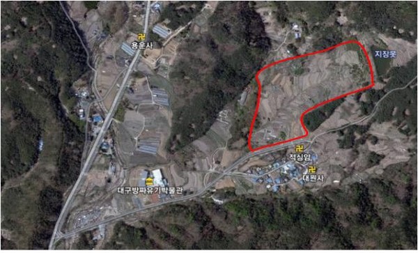 ▲ 제3센터가 들어오는 부지(빨간선 내)ⓒ대구시 제공