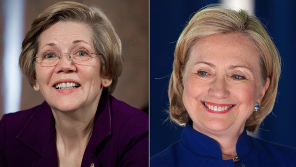 ▲ 美좌파 진영이 새로운 민주당 대선후보로 꼽고 있는 엘리자베스 워런 매사추세츠 상원의원(민주당, 좌측)과 오랜 기간 차기 대선후보로 꼽혀왔던 힐러리 클린턴前국무장관(우측). ⓒ美CBS 보도화면 캡쳐