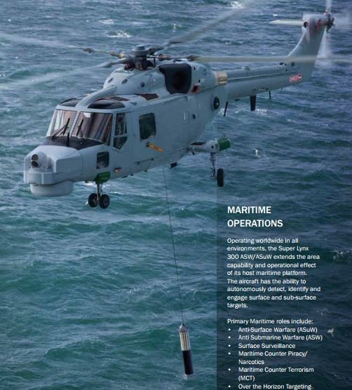 ▲ 링스헬기가 견인식 음탐기(디핑소나)를 사용하고 있는 모습.ⓒ아구스타 웨틀랜드