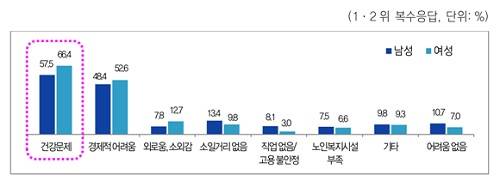 ▲ 노인이 겪는 어려움 (자료제공: 통계청 2013년 사회조사)