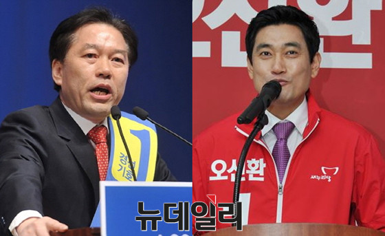 ▲ 4·29 서울 관악을 보궐선거에 출마한 새누리당 오신환 후보(사진 오른쪽)와 새정치민주연합 정태호 후보. ⓒ뉴데일리 이종현·정재훈 기자