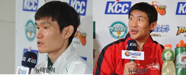 ▲ 사진 왼쪽부터 원주 동부 프로미의 김주성 선수, 울산 모비스 피버스의 양동근 선수.ⓒ뉴데일리 이종현 사진기자