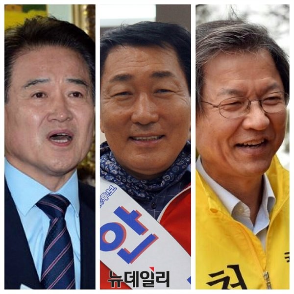 ▲ 4.29 재보궐 선거에서 서울 관악을, 인천 서구·강화을, 광주 서구을에 출마한 정동영 전 통일부장관(왼쪽부터), 안상수 전 인천시장, 천정배 전 법무부장관 모습. ⓒ뉴데일리 DB