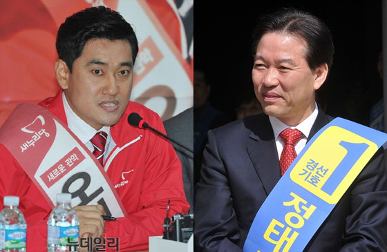 ▲ 4·29 서울 관악을 보궐선거에 출마한 새누리당 오신환 예비후보(왼쪽)와 새정치민주연합 정태호 예비후보. ⓒ뉴데일리 이종현·정재훈 기자