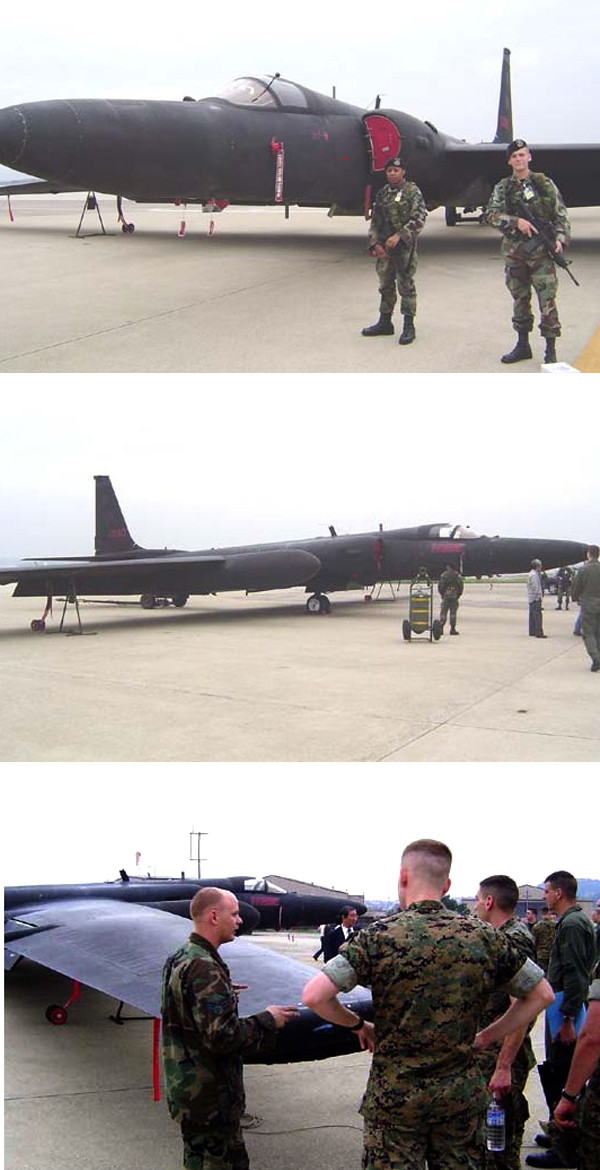 ▲ 주한 미7공군이 2004년 5월26일 한국 안보 관계자들에게 공개한 U2 정찰기의 모습/사진=김필재