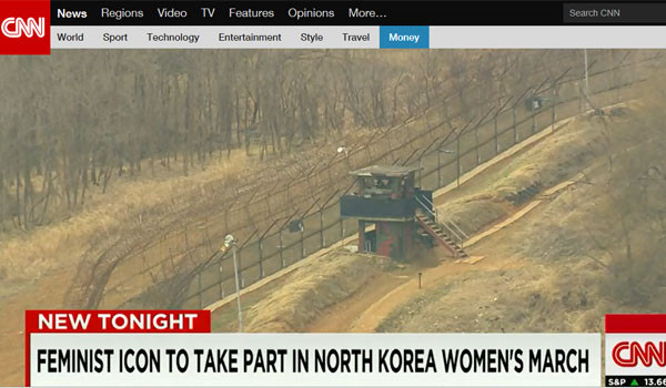 ▲ 지난 4월 6일 美CNN은 북한을 방문한 뒤 DMZ를 가로질러 한국을 방문하려는 美좌파 페미니즘 단체에 대해 보도했다. ⓒ美CNN 관련보도 캡쳐