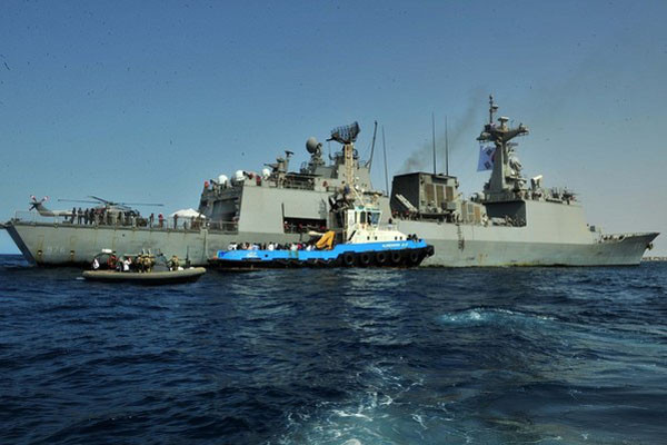 ▲ 2014년 8월 리비아에서 한국 국민들을 탈출시킬 당시 청해부대의 모습. ⓒ뉴데일리 DB-국방부 제공