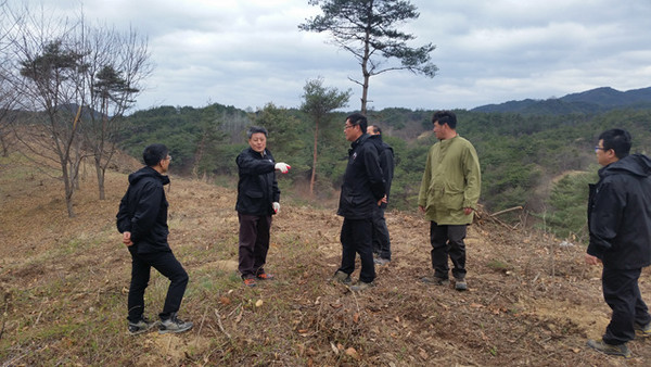 ▲ 박노욱 군수는 군유림을 활용해 엄나무 재배단지 조성사업을 위해 현장을 찾았다.ⓒ봉화군 제공