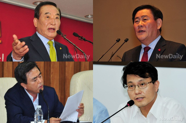 ▲ 성완종 전 의원에 의해 의리파 4인방으로 지목된 새누리당 서청원 최고위원, 최경환 경제부총리, 윤상현 청와대 정무특보, 김태흠 의원(사진 왼쪽 위부터 시계방향). ⓒ뉴데일리 사진DB