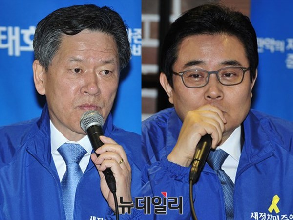 ▲ 새정치민주연합 주승용 최고위원(왼쪽)과 전병헌 최고위원은 17일 관악을에서 열린 현장최고위원회의에서 국민모임 정동영 후보를 향해 야권 분열 세력이라며 맹공을 가하는 등 경계심을 드러냈다. ⓒ뉴데일리 이종현 기자