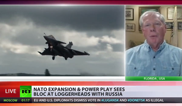 ▲ 2014년 5월 13일(현지시간) 우크라이나 사태 당시 관영 러시아 투데이 보도화면. 러시아 정부는 미국과 NATO가 자신들을 압살하려 한다고 주장한다. ⓒ러시아 투데이 당시 보도화면 캡쳐