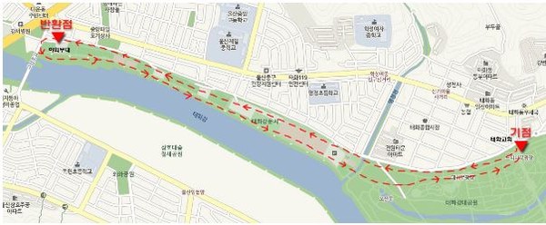 ▲ 2015년 제45주년 지구의 날 기념 지구사랑 걷기대회  코스=다음지도 캡쳐ⓒ뉴데일리