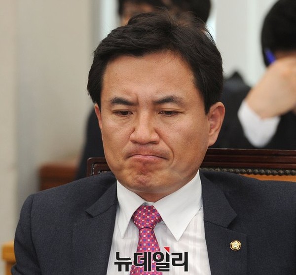 ▲ 새누리당 김진태 의원이 20일 국회 법제사법위원회 전체회의에서 태극기를 불태운 불순세력에 대한 엄벌을 강력하게 촉구한 뒤 착잡한 표정을 짓고 있다.ⓒ뉴데일리 정재훈 기자