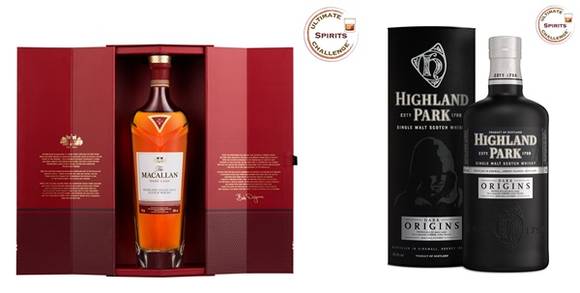 ▲ '맥캘란 레어 캐스크'와 '하일랜드 파크 다크 오리진스'. ⓒ에드링턴코리아