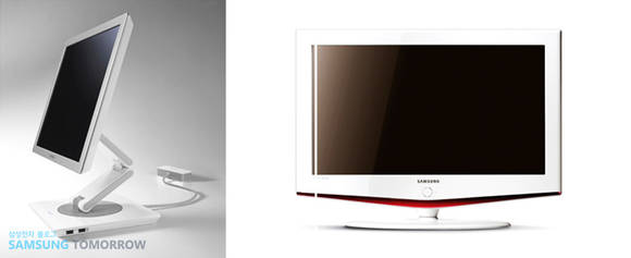 ▲ (왼쪽부터) 2006년 iF 디자인 어워드 수상작 싱크마스터 모니터와 2007년 iF 디자인 어워드 수상작 R7 LCD TV. ⓒ삼성전자