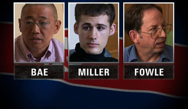 2014년 북한 당국에 강제억류됐다 풀려난 3명의 미국인. ⓒ CNN 관련보도 화면캡쳐