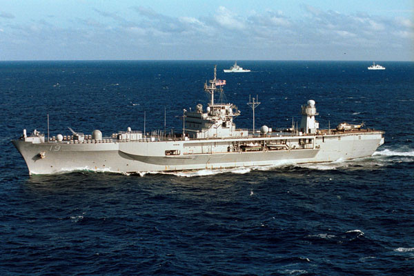 ▲ 美태평양 함대 기함인 '블루릿지'호의 모습. 이번에 中남해함대 함정과 합동군사훈련을 가졌다. ⓒ위키피디아 공개사진