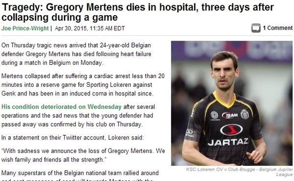 ▲ 故 그레고리 메르텐스 선수.ⓒ美 NBC 스포츠