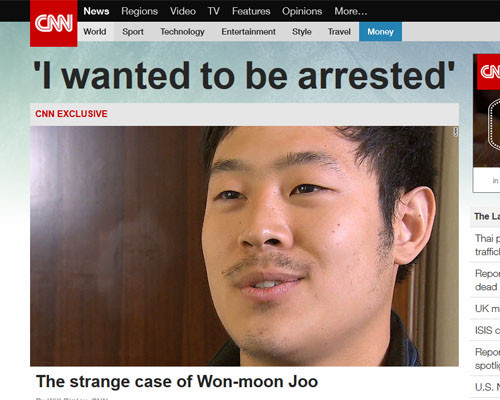 ▲ CNN과 인터뷰를 한 한국 국적자 주원문 씨. 그는 자진 불법입북했다고 밝혔다. ⓒCNN 보도화면 캡쳐