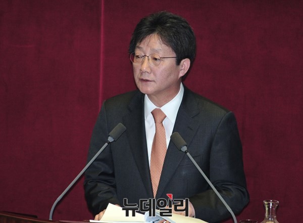 ▲ 새누리당 유승민 원내대표가 지난달 8일 취임 이후 첫 교섭단체 대표연설을 진행하고 있다. ⓒ뉴데일리 이종현 기자