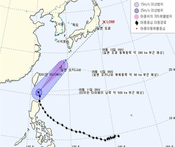 ▲ 태풍진로 예상도