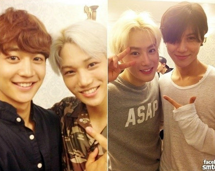 ▲ 샤이니 민호 태민과 엑소 카이 수호 ⓒ엑소k 공식 페이스북