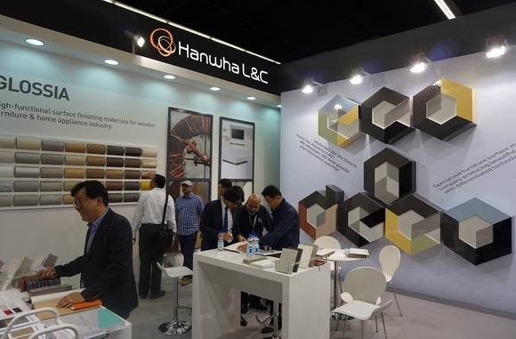 ▲ 독일 인터줌2015 한화L&C 부스. ⓒ한화L&C