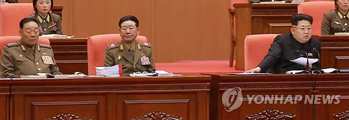 ▲ 지난달 24~25일 진행된 인민군 훈련일꾼 대회에서 인민무력부장 현영철이 눈을 감고 있다. ⓒ연합뉴스