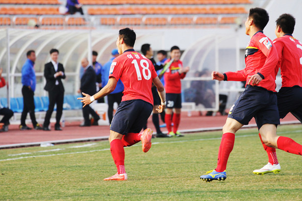 ▲ 안양전에서 골을 넣고 골 세레머니 펼치고 있는 이정협 선수ⓒ상주시 제공