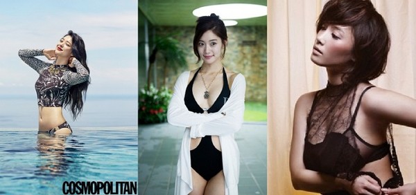 ▲ 설리 클라라 남상미 볼륨감 대결 ⓒ코스모폴리탄, SBS, 아레나옴므 플러스 제공