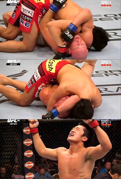 ▲ 김동현과 조쉬 버크만ⓒ경기 캡쳐