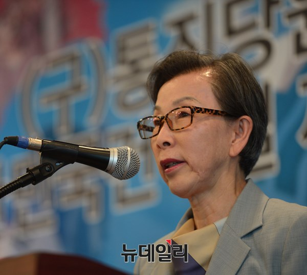 ▲ 김길자 종북세력청산범국민협의회 공동의장. ⓒ뉴데일리 정상윤 사진기자