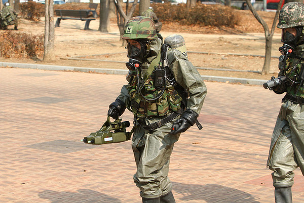 ▲ 생화학 탐지 훈련 모습.ⓒ순정우 기자